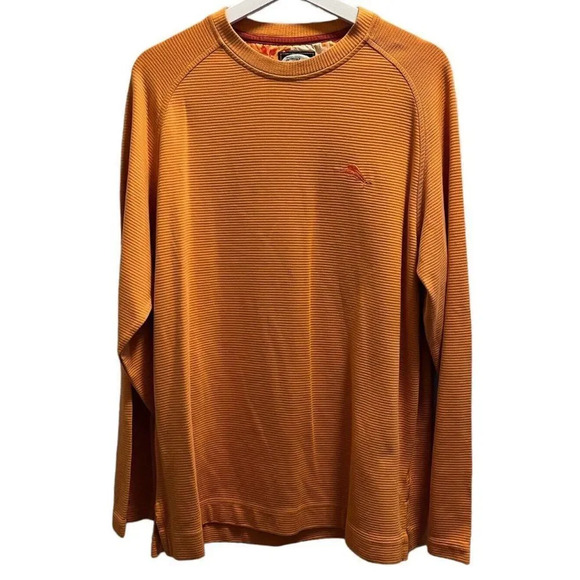 Tommy Bahama Mens Sweater Shirt Medium Orange Long Sleeve Pima Cotton Polyester - Picture 1 of 7